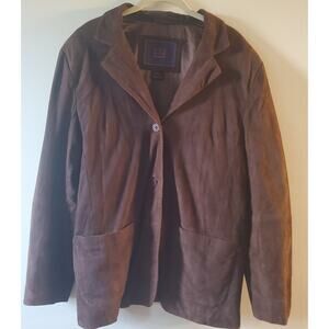 212 AMERICA WOMENS XL BROWN SUEDE LEATHER JACKET BLAZER SOFT LUXURY WESTERN